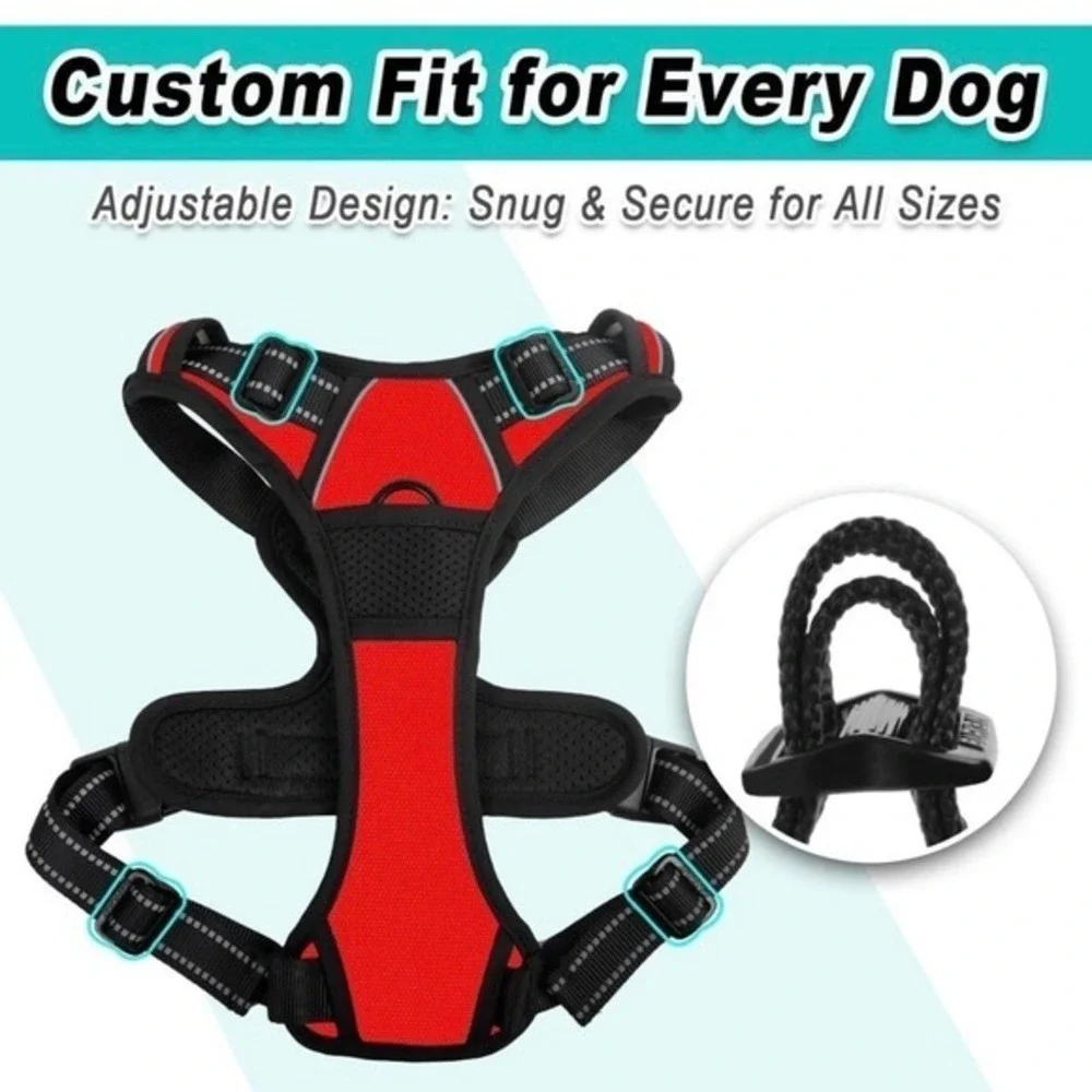 Barkbay Dog Harness‎ Pet small Red No-Pull Reflective Mesh Train Vest New